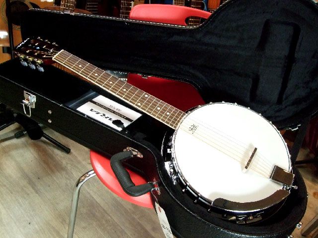 Aria SB-10G エレキバンジョー仕様 ＰＵ搭載 ハードケース付き ギター